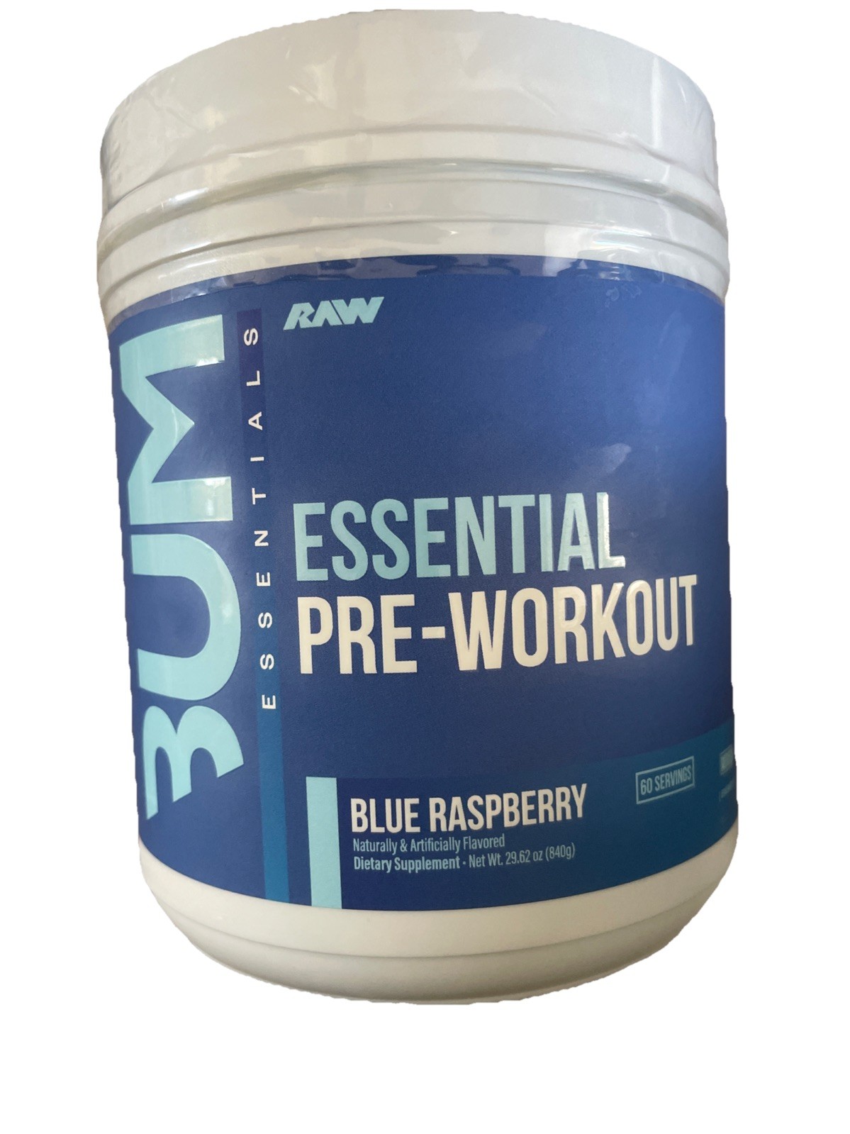 Bum Essential Pre-Workout – Blue Raspberry – 60 Servings (420g) – Ex 1/27