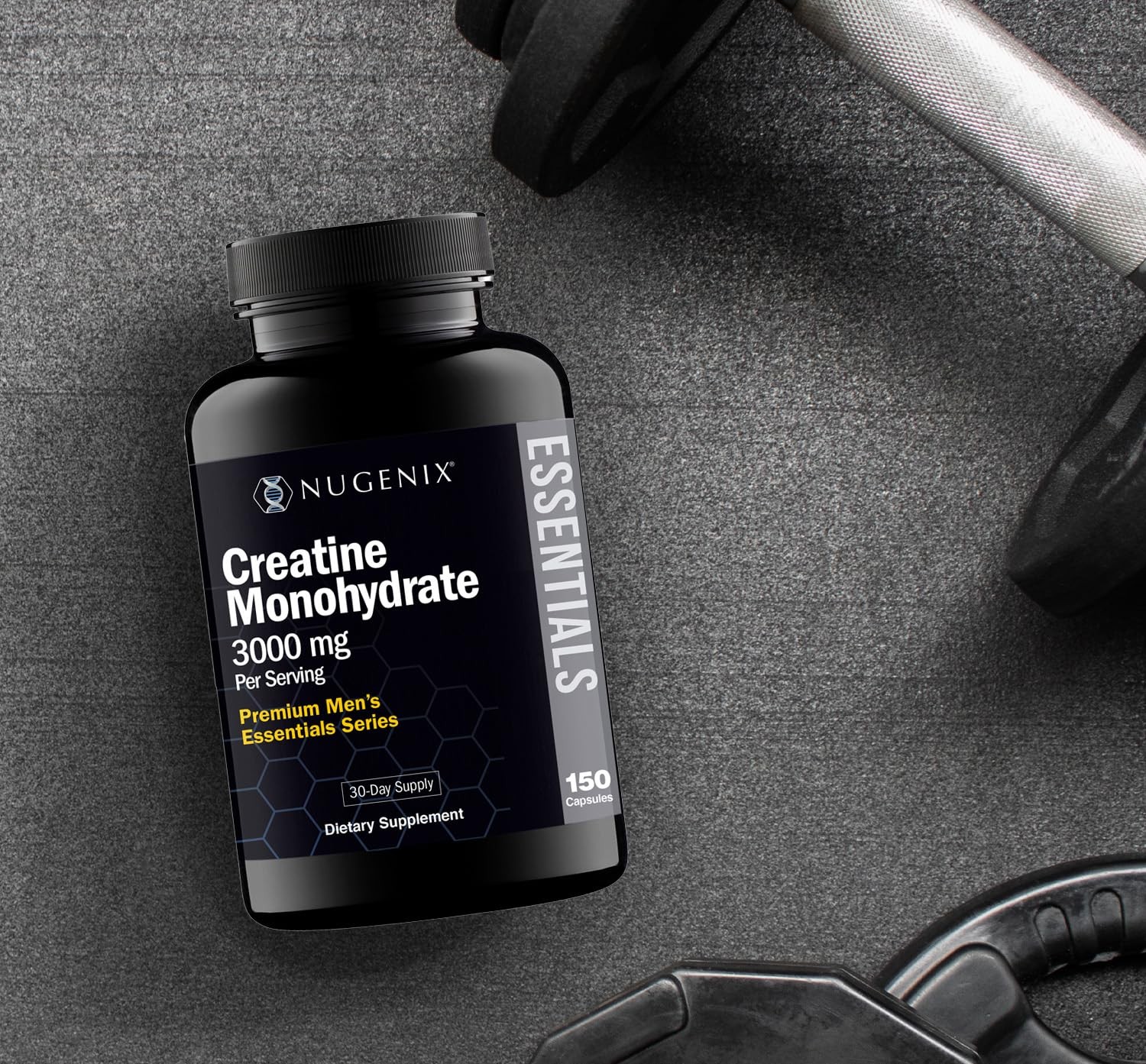 Essentials Premium Creatine Monohydrate Pills Supplement, 3000mg, 150 Capsules