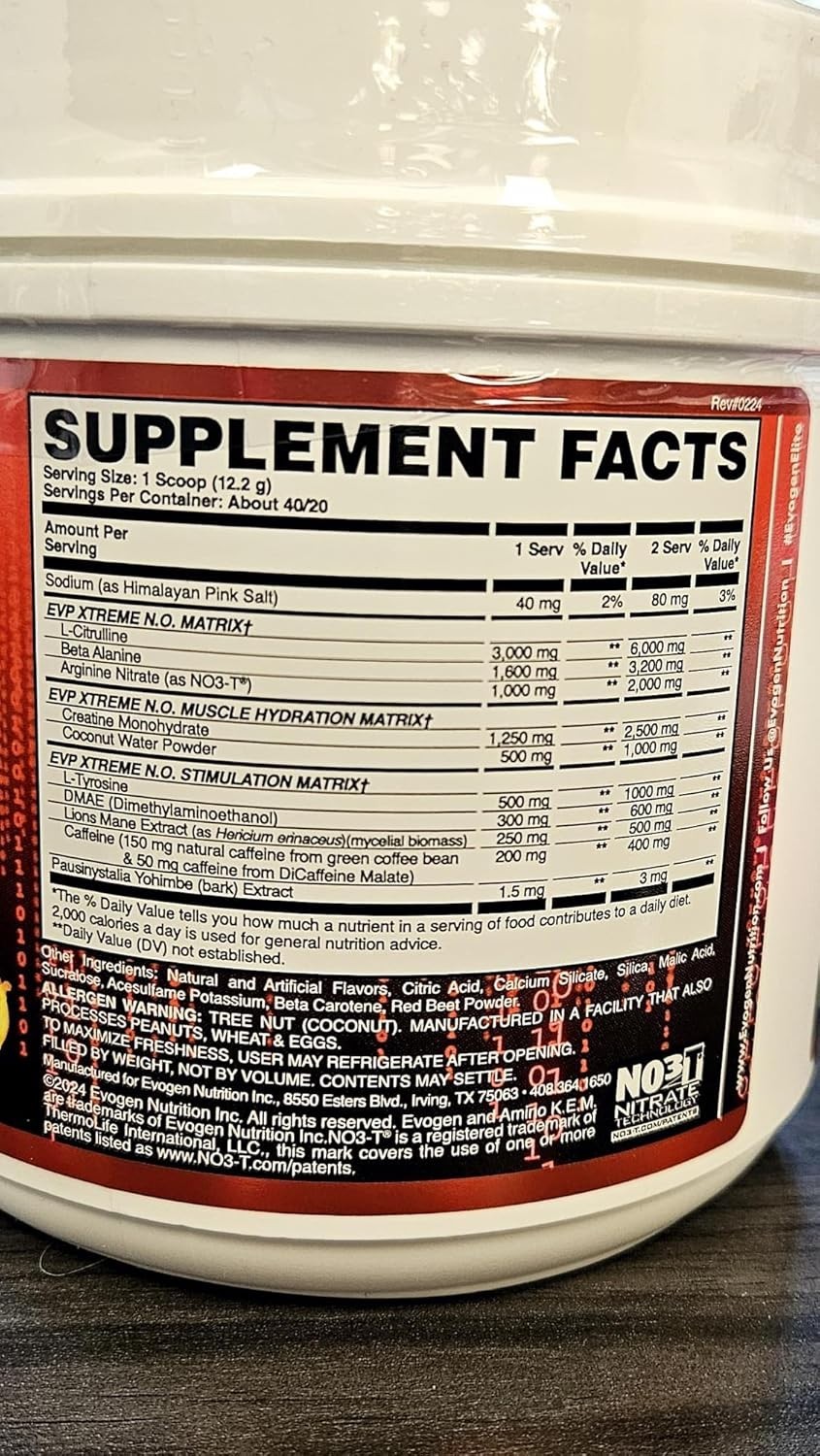 Pre Workout Powder for Energy & Endurance – EVP Xtreme NO, 40 Servings Orange