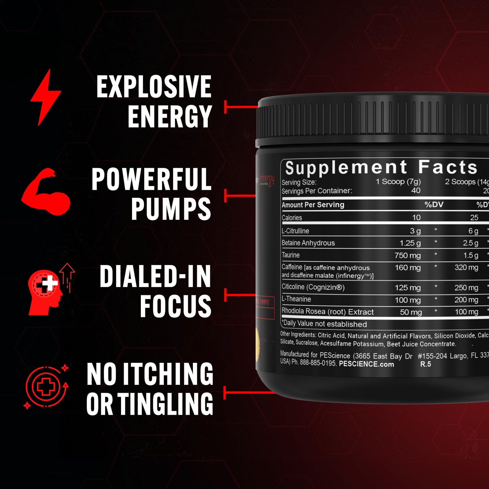 Prolific Pre Workout Powder Raspberry Lemonade All in One Energy Focus Pump