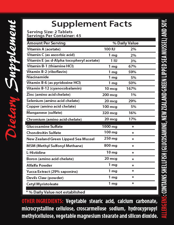 vitamins minerals – JOINT MATRIX COMPLEX 3B – msm sulfur