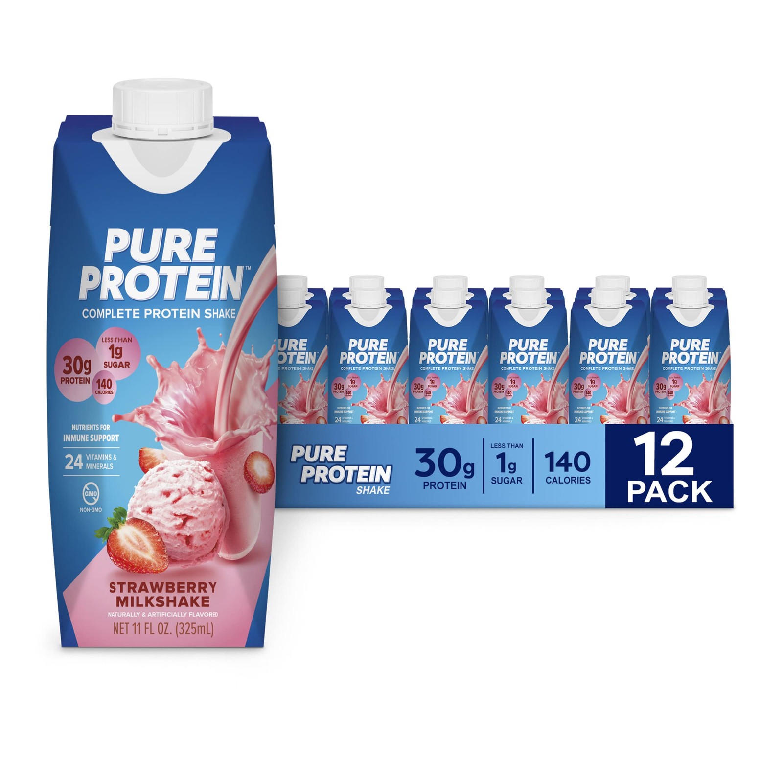 Pure Protein Shake Bundle – 24x11oz 30g Protein, Strawberry & Chocolate