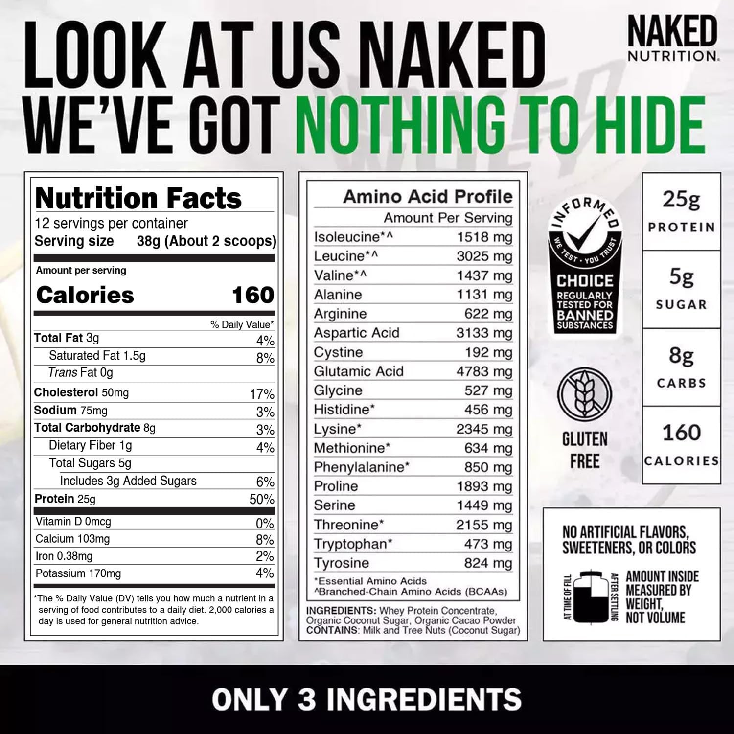 NAKED Chocolate Whey 1LB – All Natural Grass Fed 1 Pound (Pack of 1)