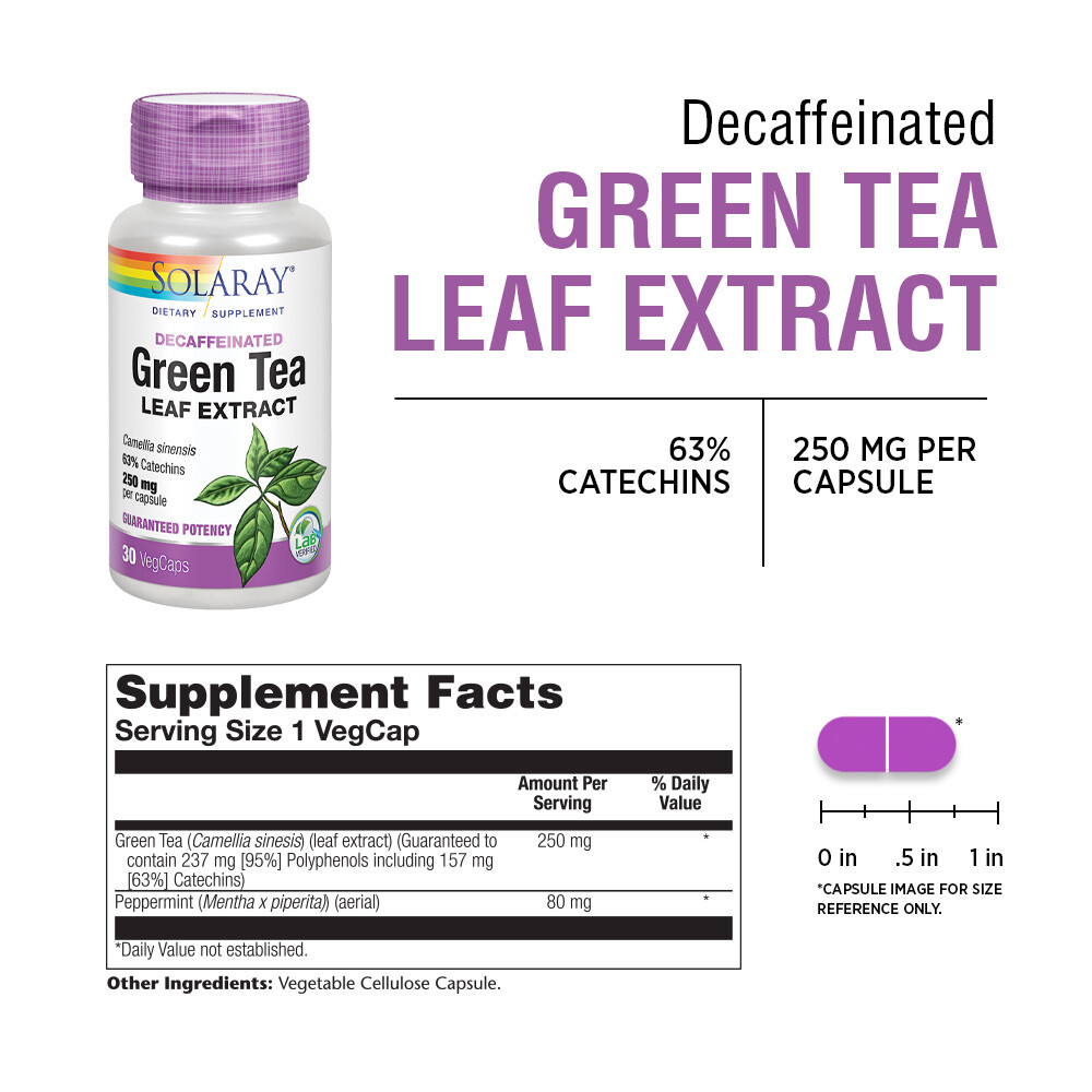 Solaray Green Tea Leaf Extract 250 mg | 30 VegCaps