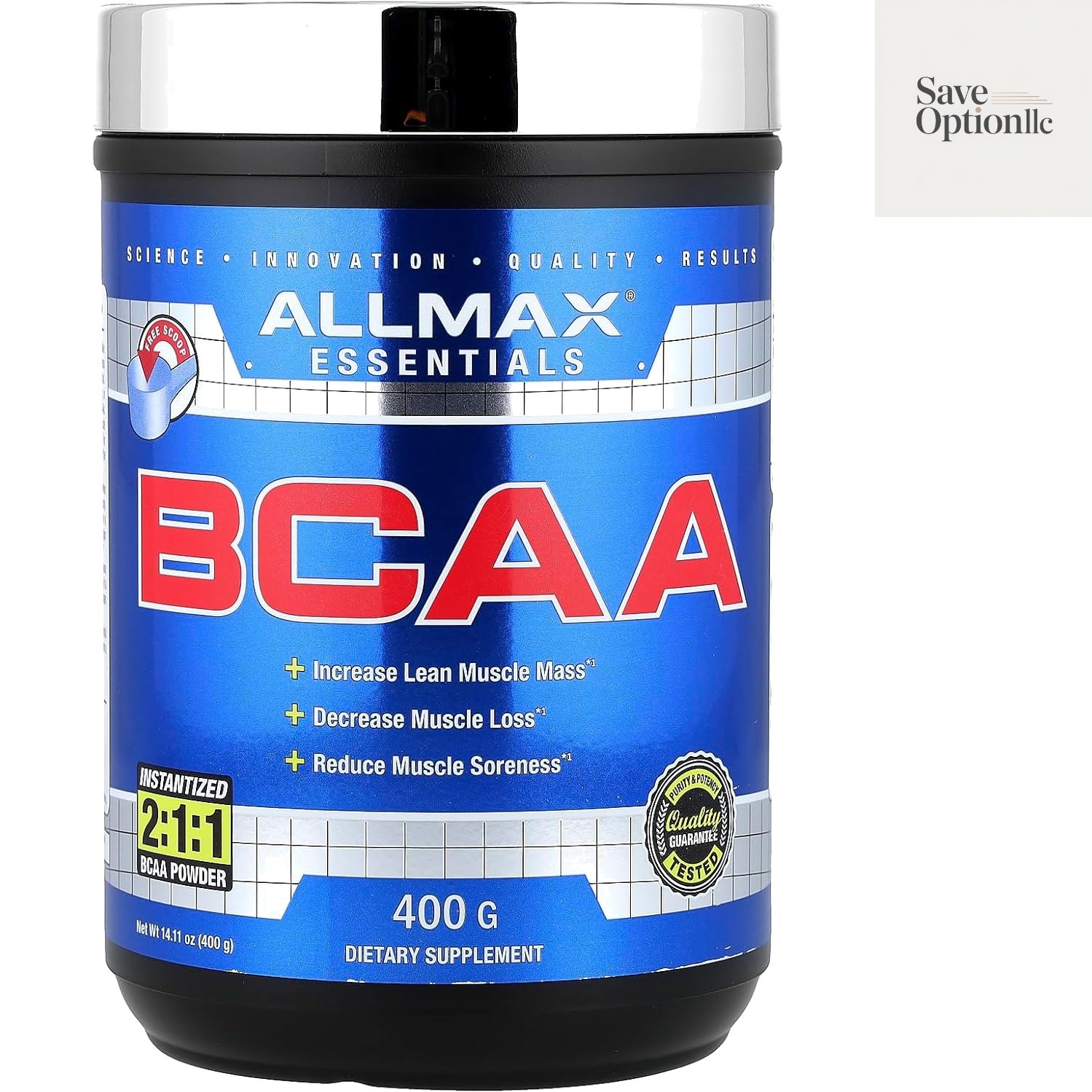 Essentials BCAA, Unflavored – 400 g Instantized 2:1:1 Powder – Helps Increase…