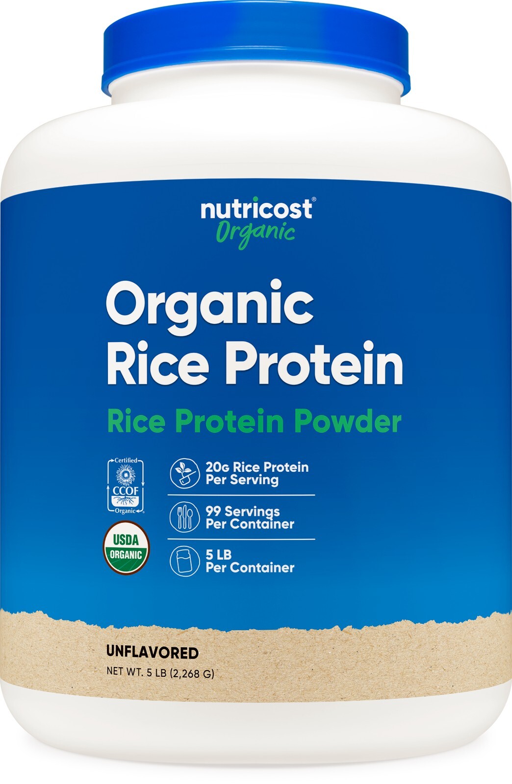 Nutricost Organic Rice Protein Powder (5 LB) – Gluten-Free, Non-GMO