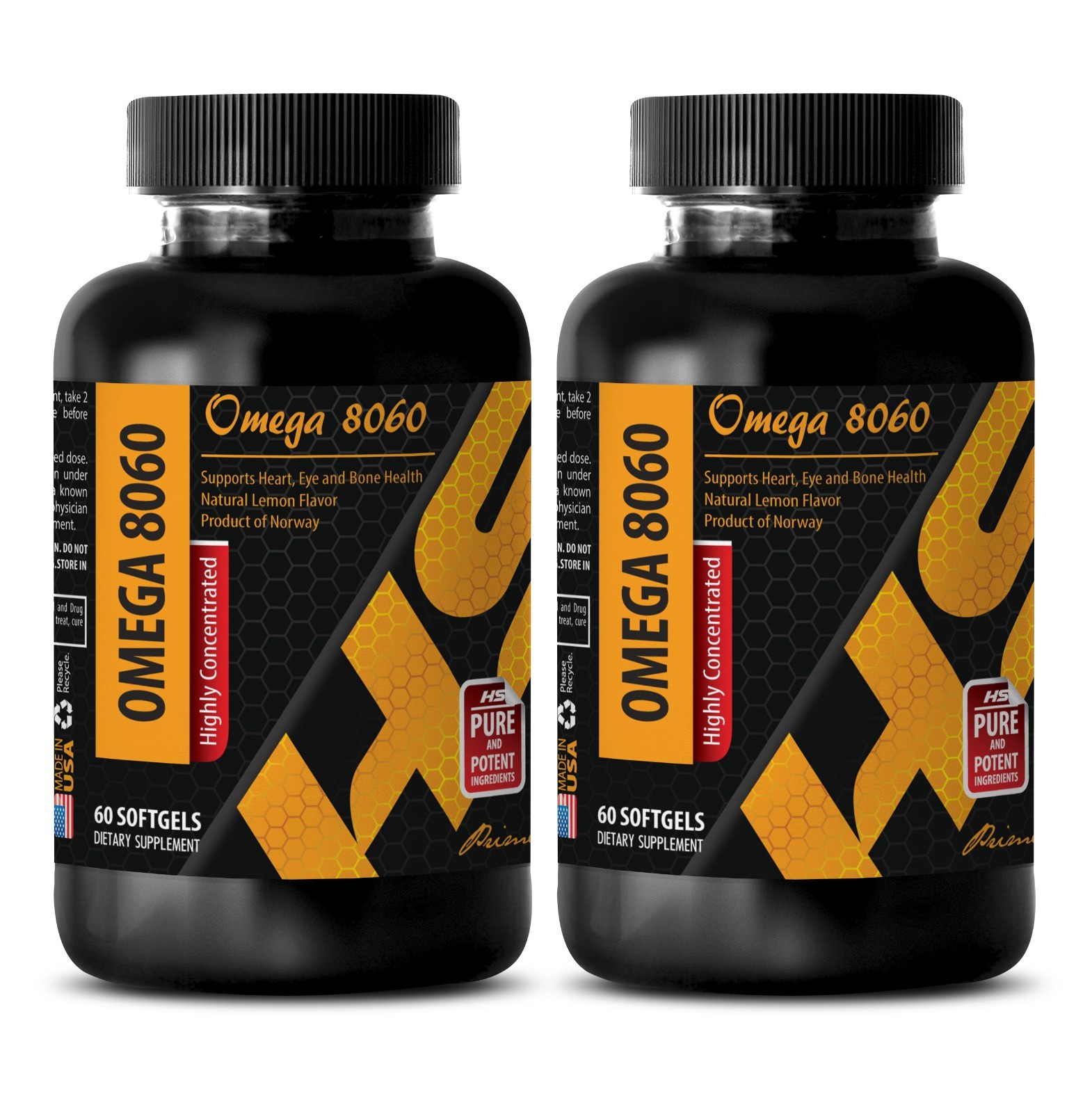 Omega 3 brain formula – FISH OIL OMEGA 8060 – fatty acids Omega 6 – 2 Bottles