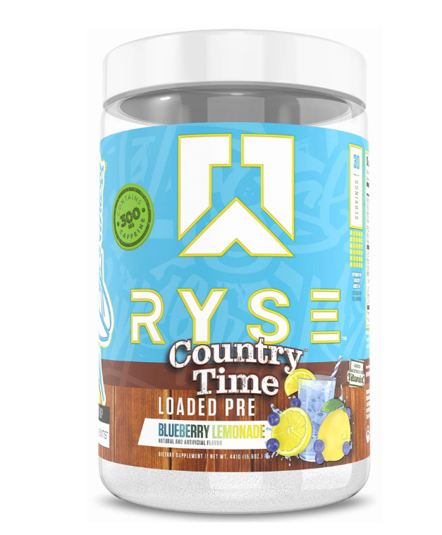 RYSE Loaded Daily Pre Workout Powder Country Time Blueberry Lemonade 30 Serv