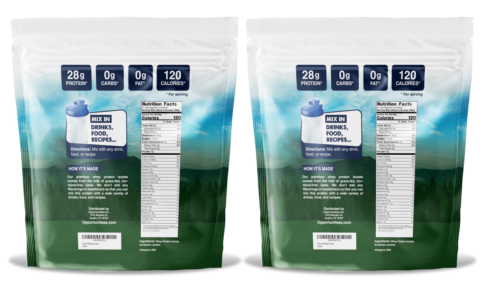 Opportuniteas Grass Fed Whey Isolate Protein Powder – Unflavored 28g Protein …