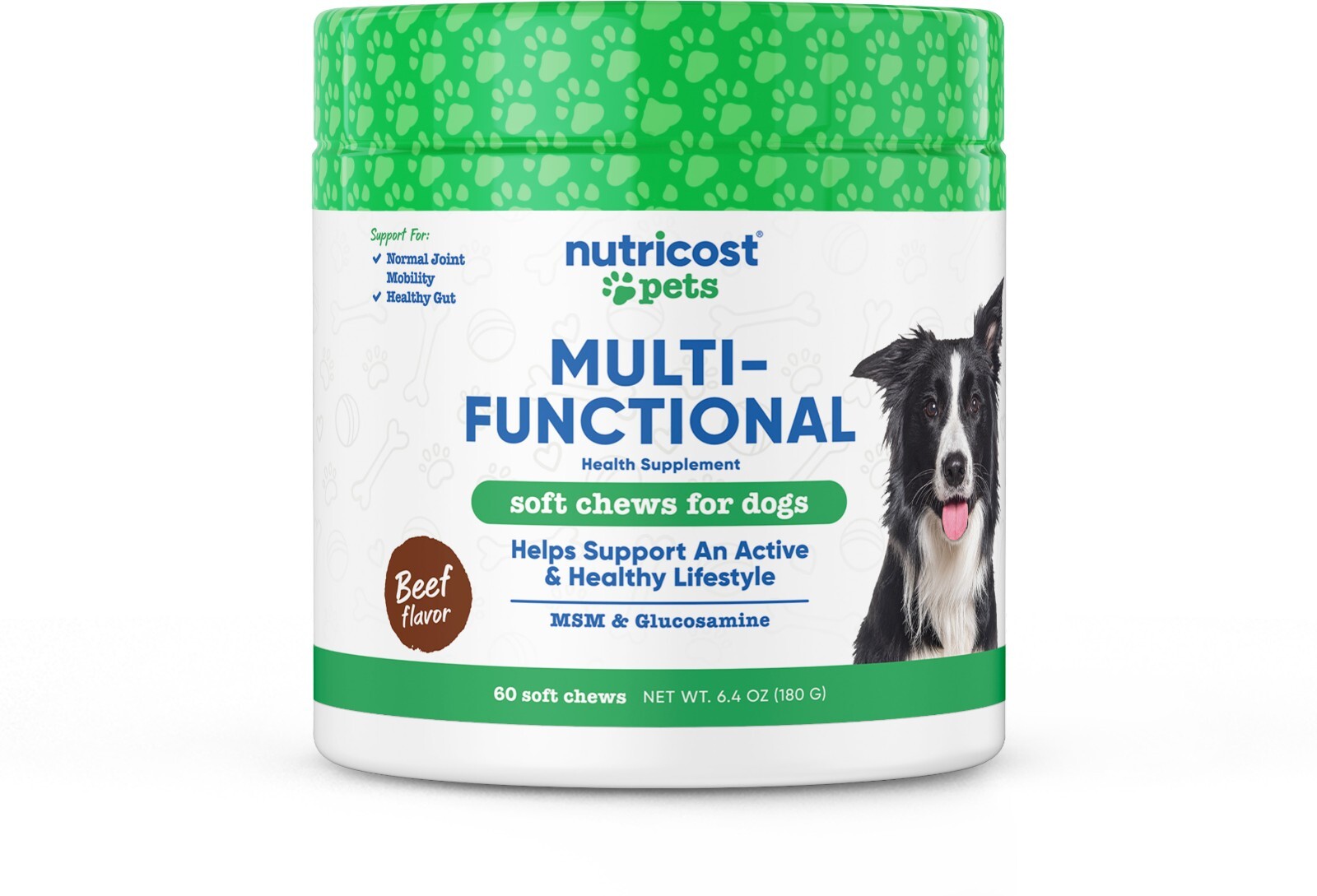 Nutricost Pets Multi-Functional Soft Chews For Dogs (Beef Flavor) 60 Soft Chews