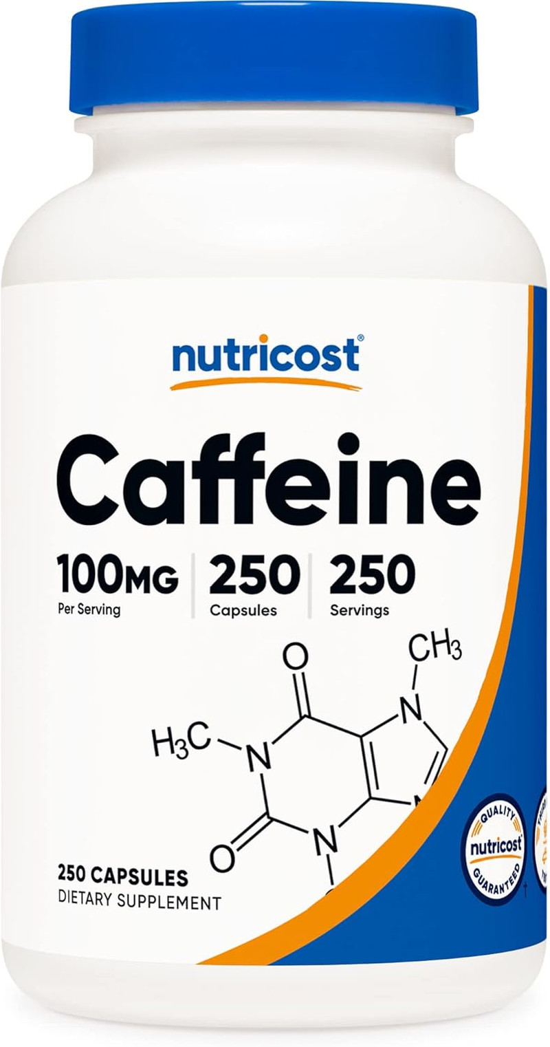 Nutricost Caffeine Pills 100Mg per Serving, 250 Capsules