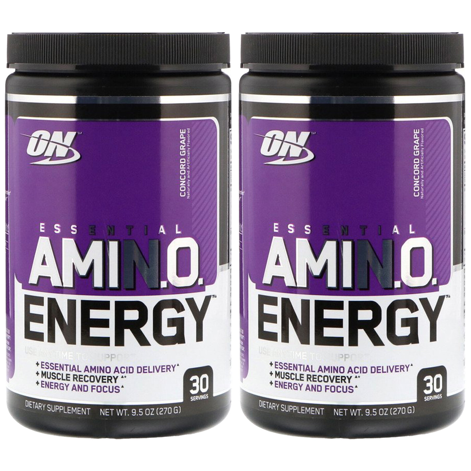Optimum Nutrition, (2 Pack) Essential Amin.O. Energy, Concord Grape, 9.5 oz (270
