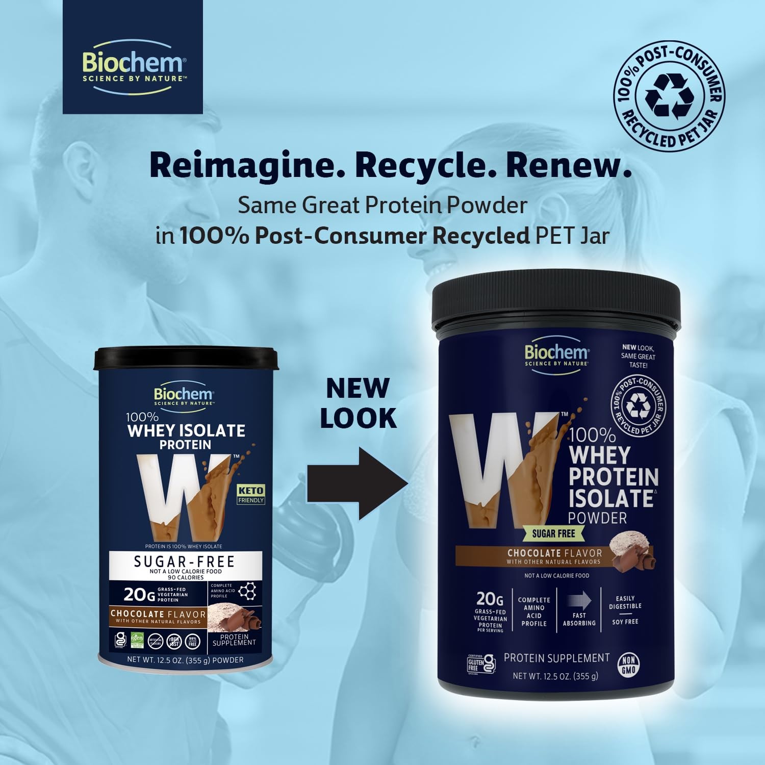 Biochem 100% Whey SugarFree Chocolate 20g, 12.5oz, Certified Vegetarian, Glut…