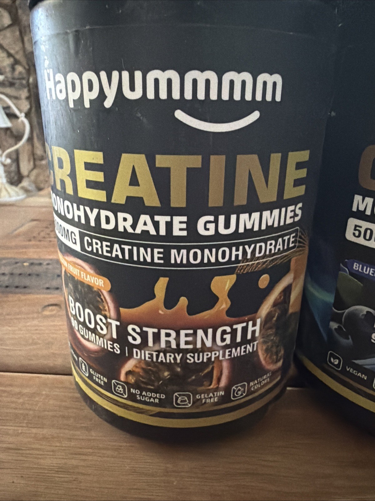 2pk Happyummmm Creatine Monohydrate Gummies 90ct EXP:11/27 Blueberry Passion Frt
