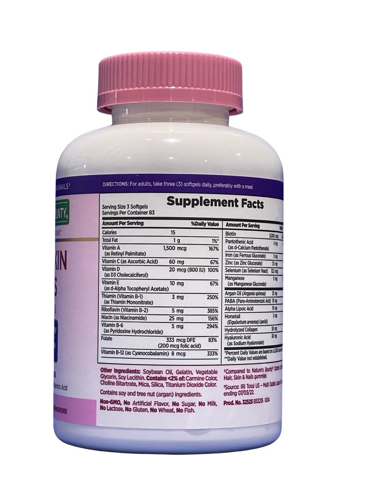 Nature’s Bounty HAIR SKIN and NAILS Multivitamin 5000 mcg Biotin (250 Softgeles)