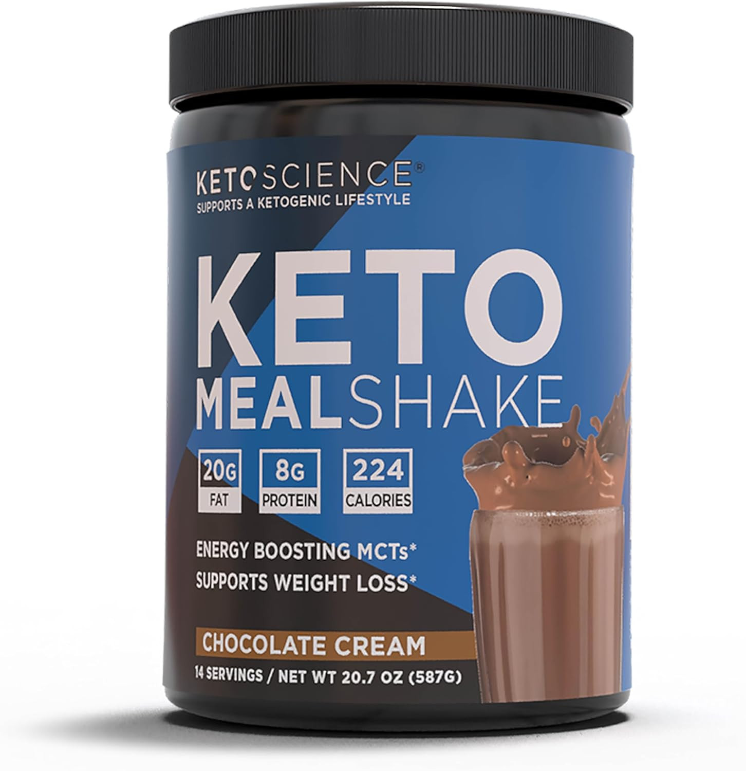 Keto Shake Powder – Chocolate Meal Replacement with MCT Oil, Collagen, Protein –