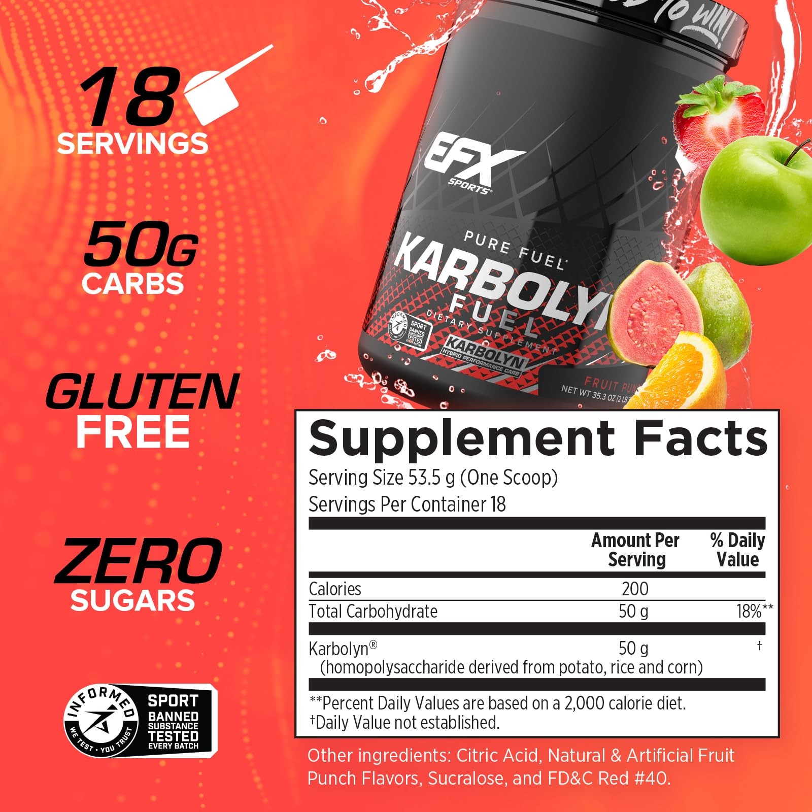 EFX Sports Karbolyn Fuel | FastAbsorbing Carbohydrate Powder | Carb Load, Sus…
