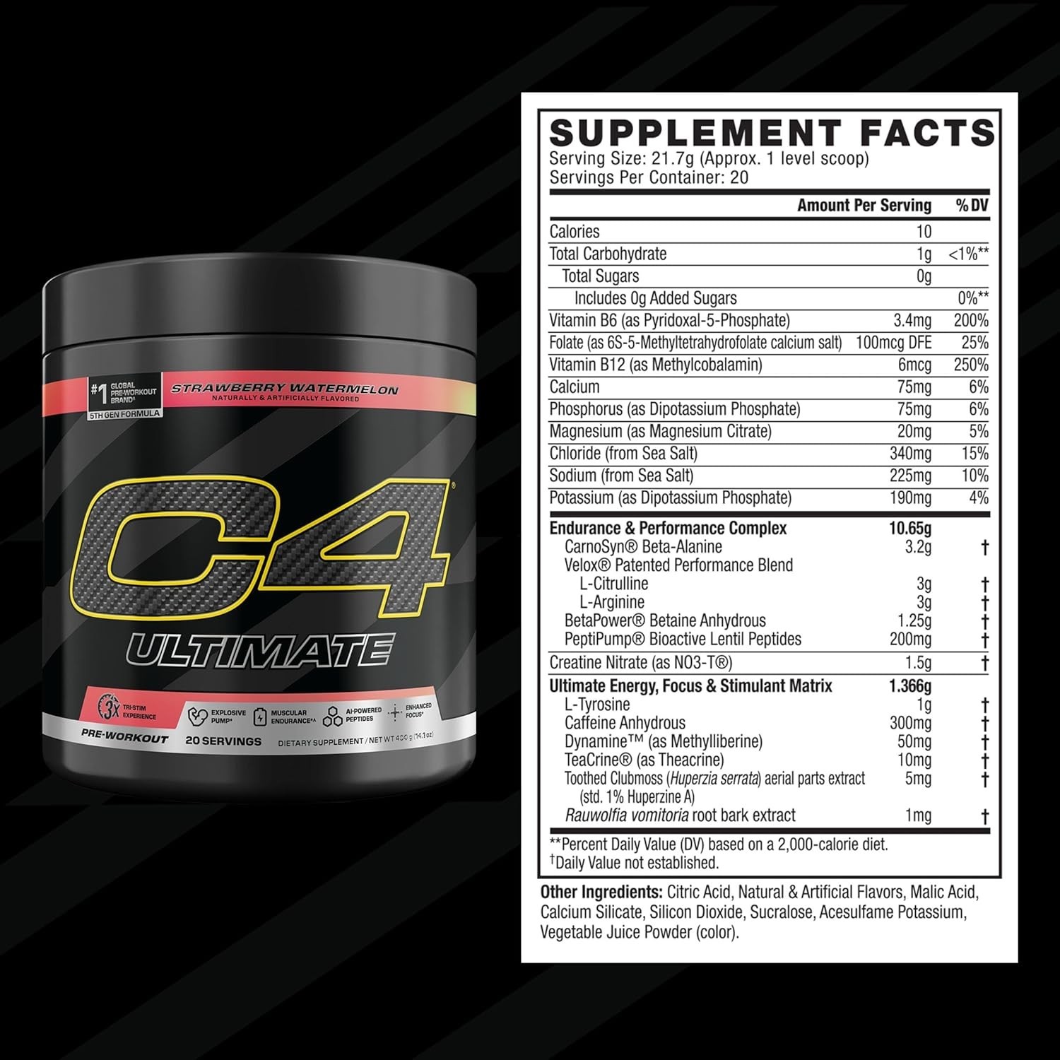 Ultimate Pre Workout Powder Watermelon – Sugar Free Preworkout Energy Supplem…