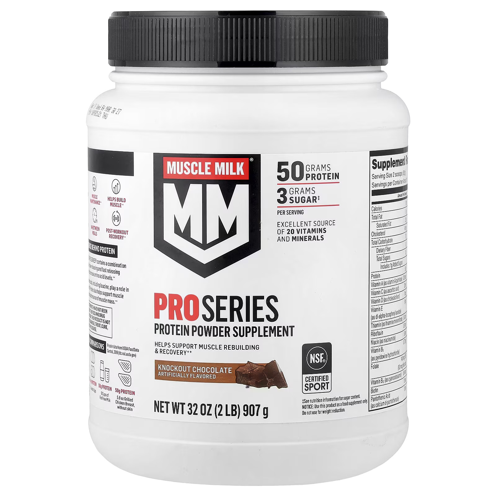 2 X Muscle Milk, Pro Series, Protein Powder, Knockout Chocolate, 2 lb (907 g)
