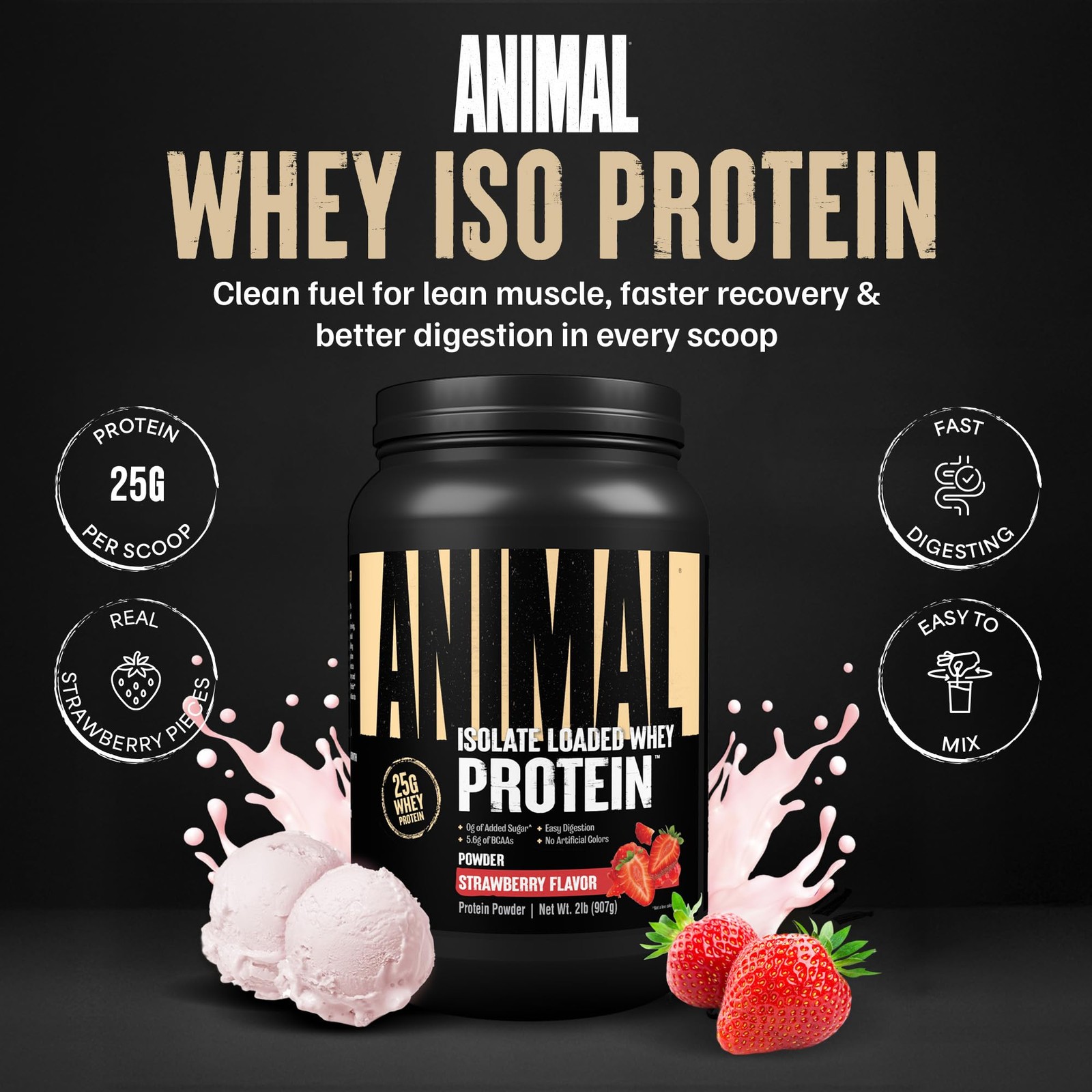 Animal Whey Isolate Protein Powder – Loaded for Pre Post Workout Muscle Buil…