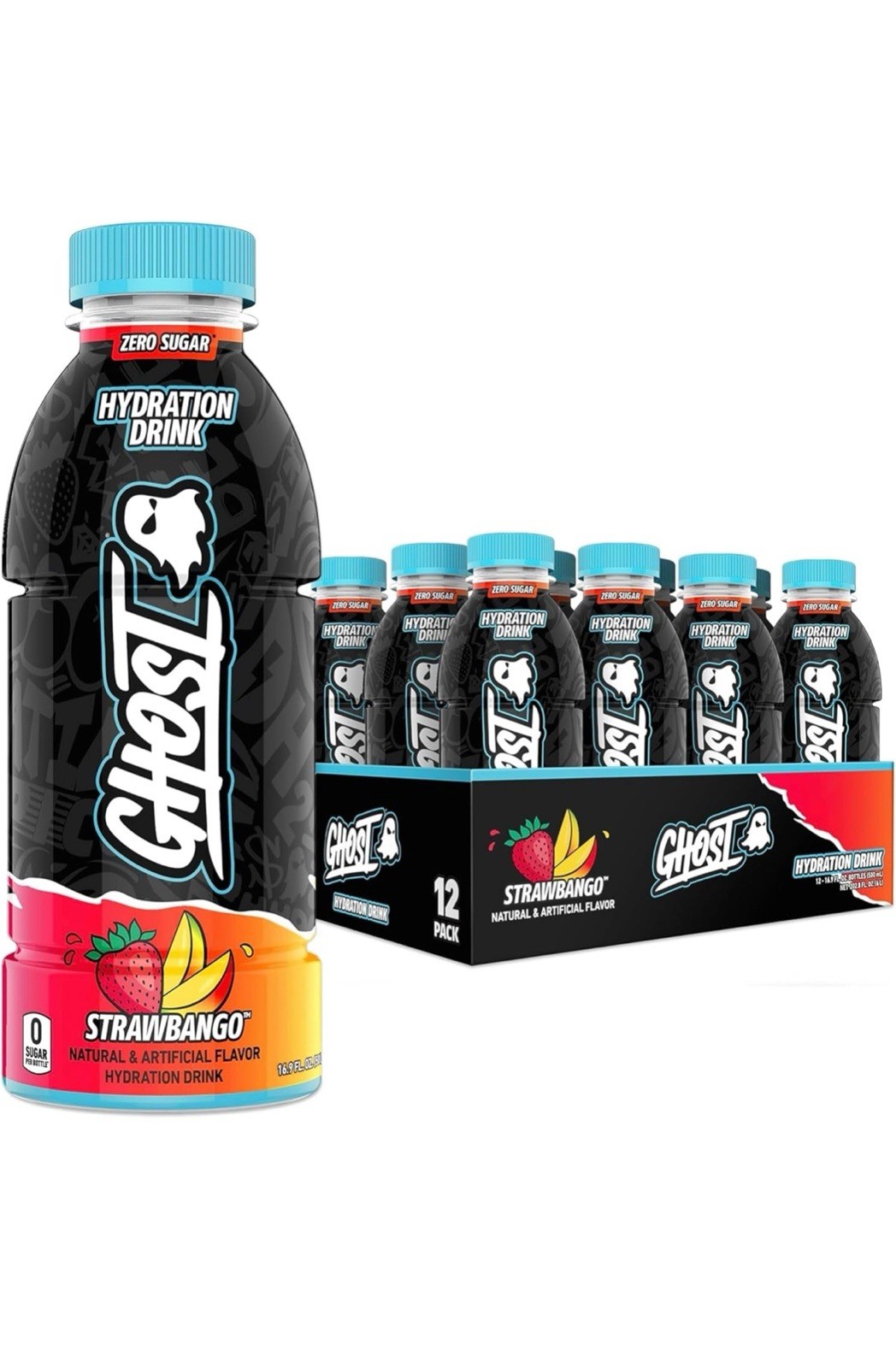 GHOST Hydration Drink Strawbango RTD Sports Drink with Electrolytes 12 PK