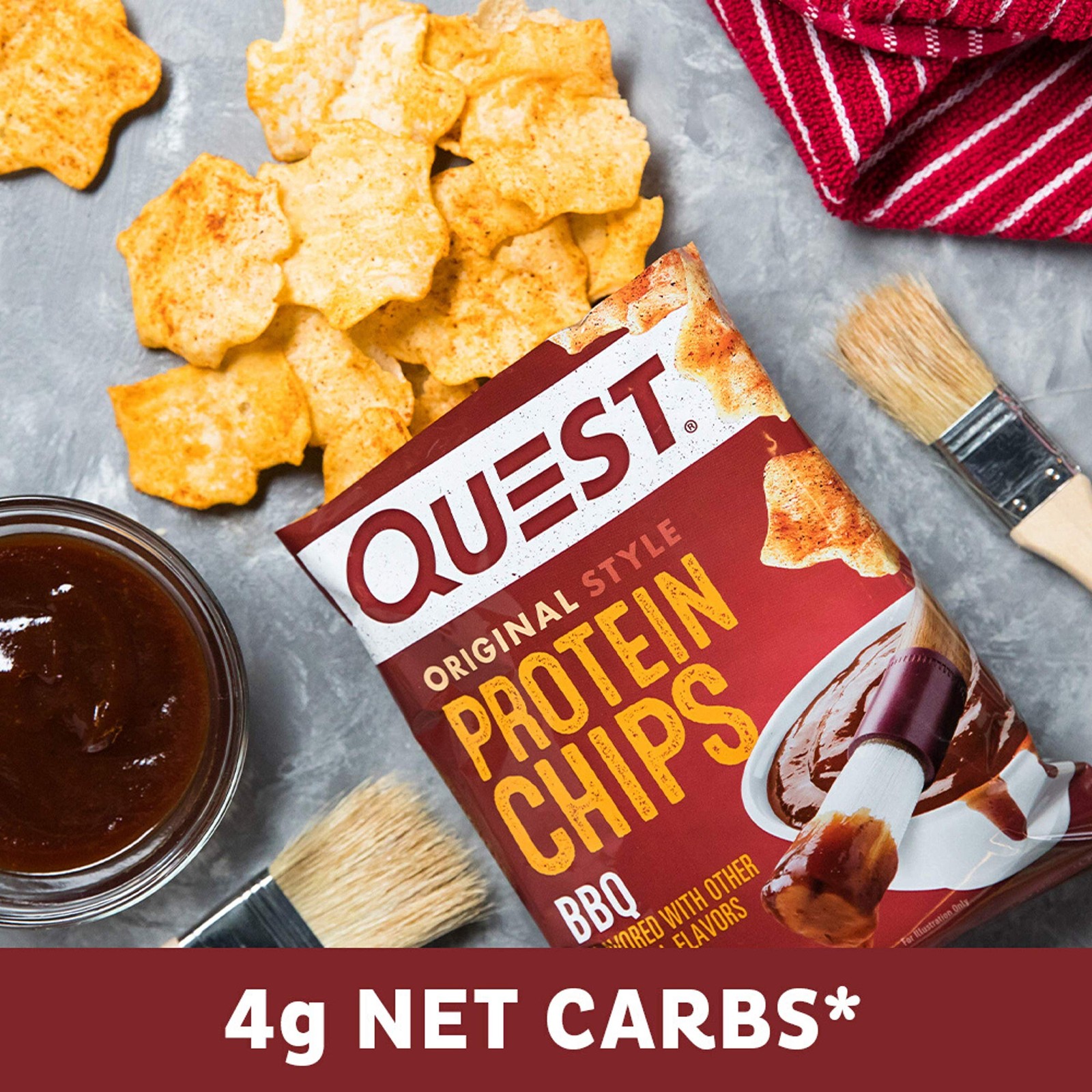 Quest Nutrition Bbq Protein Chips 19G Protein 4G Net Carb Carb Gluten 1.1 Oz