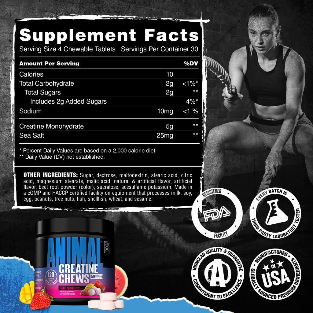 Enhanced Creatine Chews – Monohydrate with AstraGin & Sea Salt for Pumps – Fruit