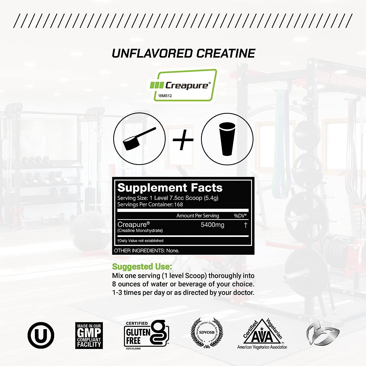 Premium Creatine Powder – 5400mg Pure – Muscle & Brain Health – 168 Servings