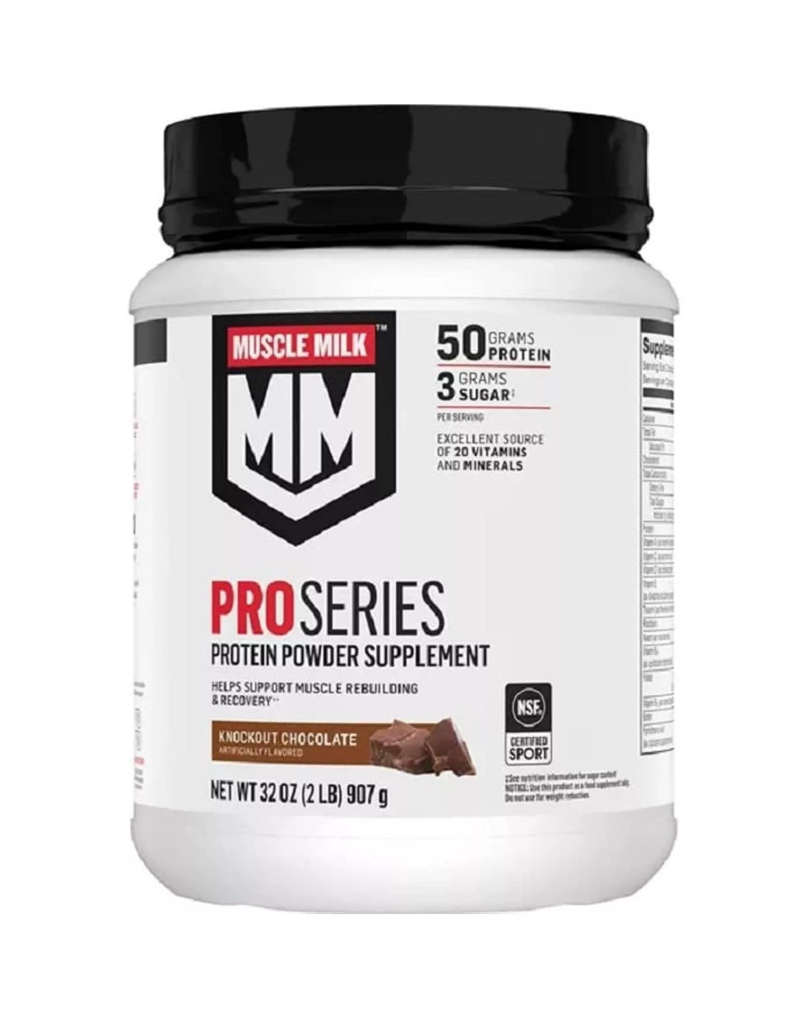 Muscle Milk Knockout Chocolate Protein Powder 38.4 Ounce 50g Lean Protein