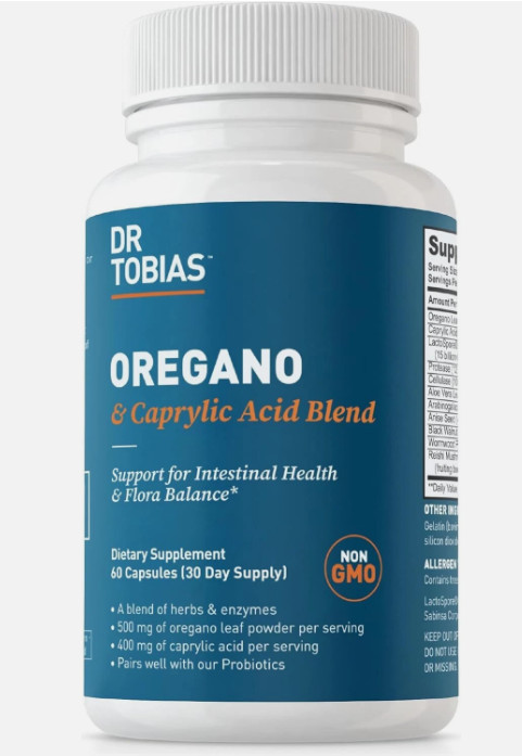 Dr Tobias Oregano and Caprylic Acid Blend, Gut Flora Balance Complex – 60 ct