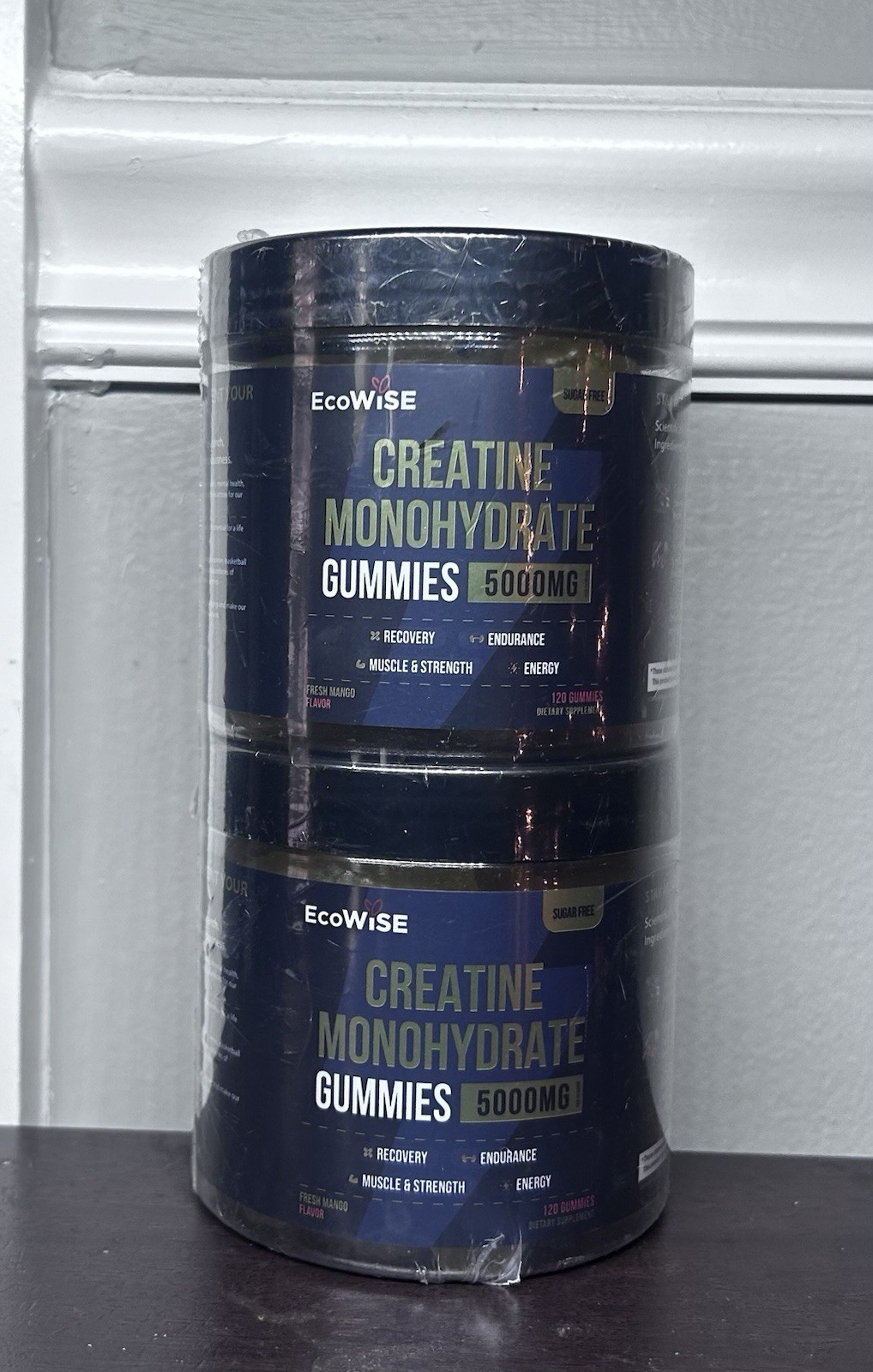EcoWise Wellness 2 Pack Creatine Monohydrate Gummies 5000 mg Fresh Mango Flav…