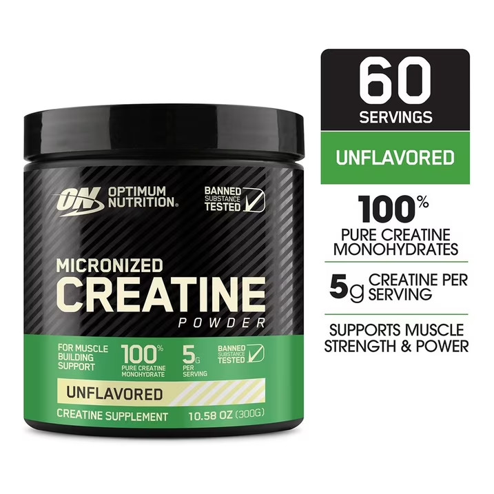 (3 pack) Optimum Nutrition, Micronized Creatine Powder, Unflavored 60 Servings