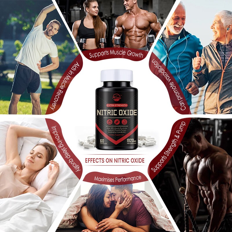 60 Nitric Oxide Booster Supplement w/ L-Arginine Premium Workout Muscle Capsule