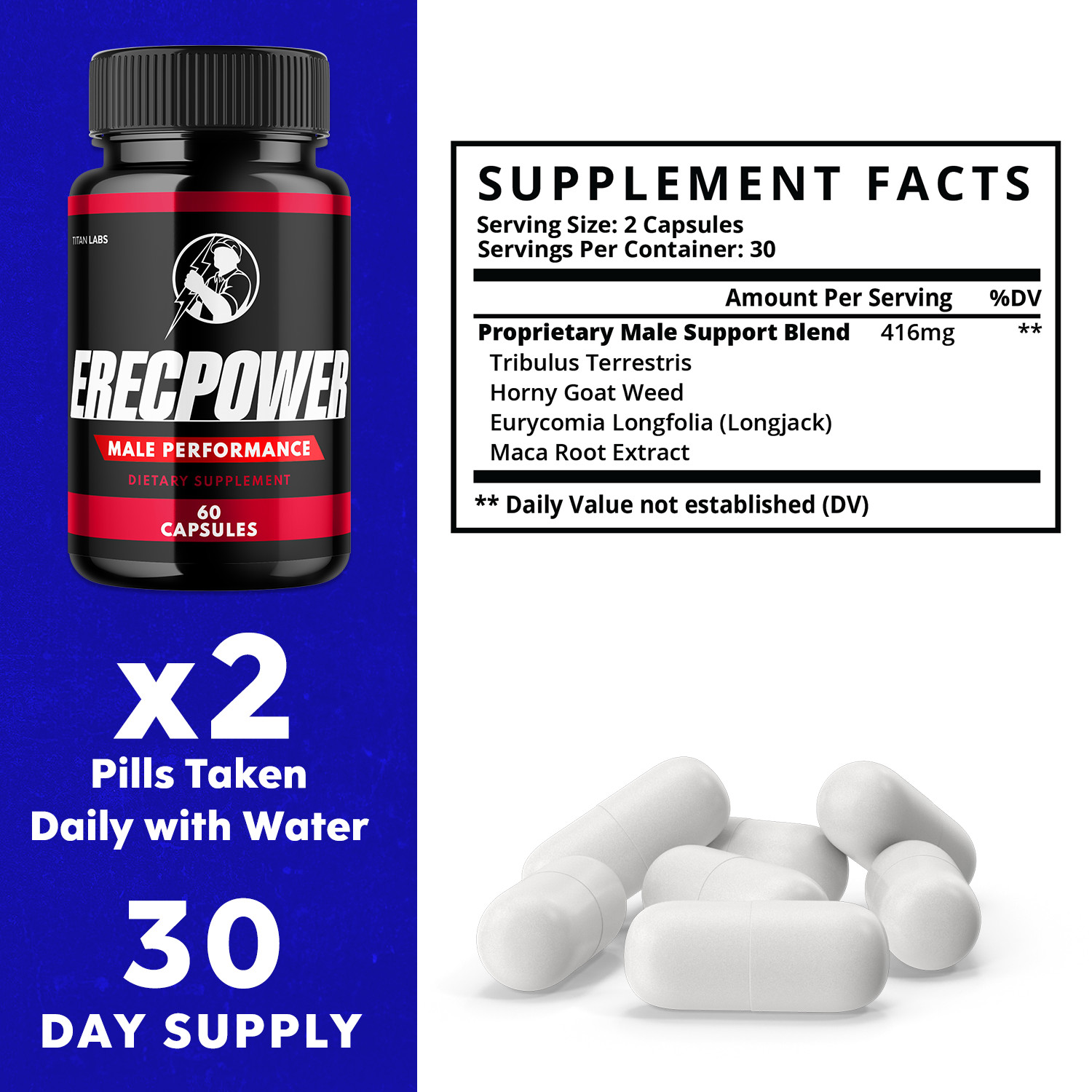 (2 Pack) Erecpower for Men, Erec Power Advance Male Support Pills (120 Capsules)