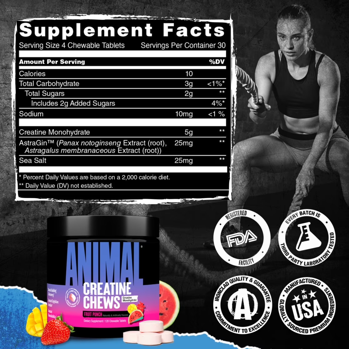 Creatine Chews – 5G Creatine Monohydrate, Fast-Absorbing, No Mess Powder-Free –