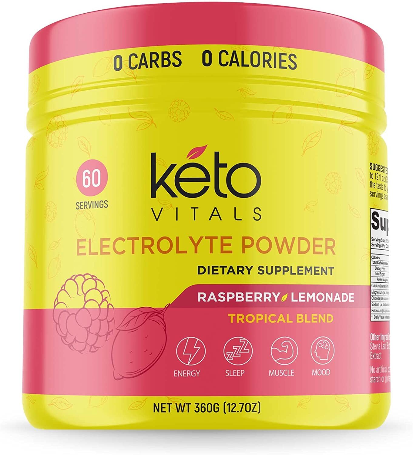 Keto Vitals Electrolyte Powder Raspberry Lemonade Energy Drink