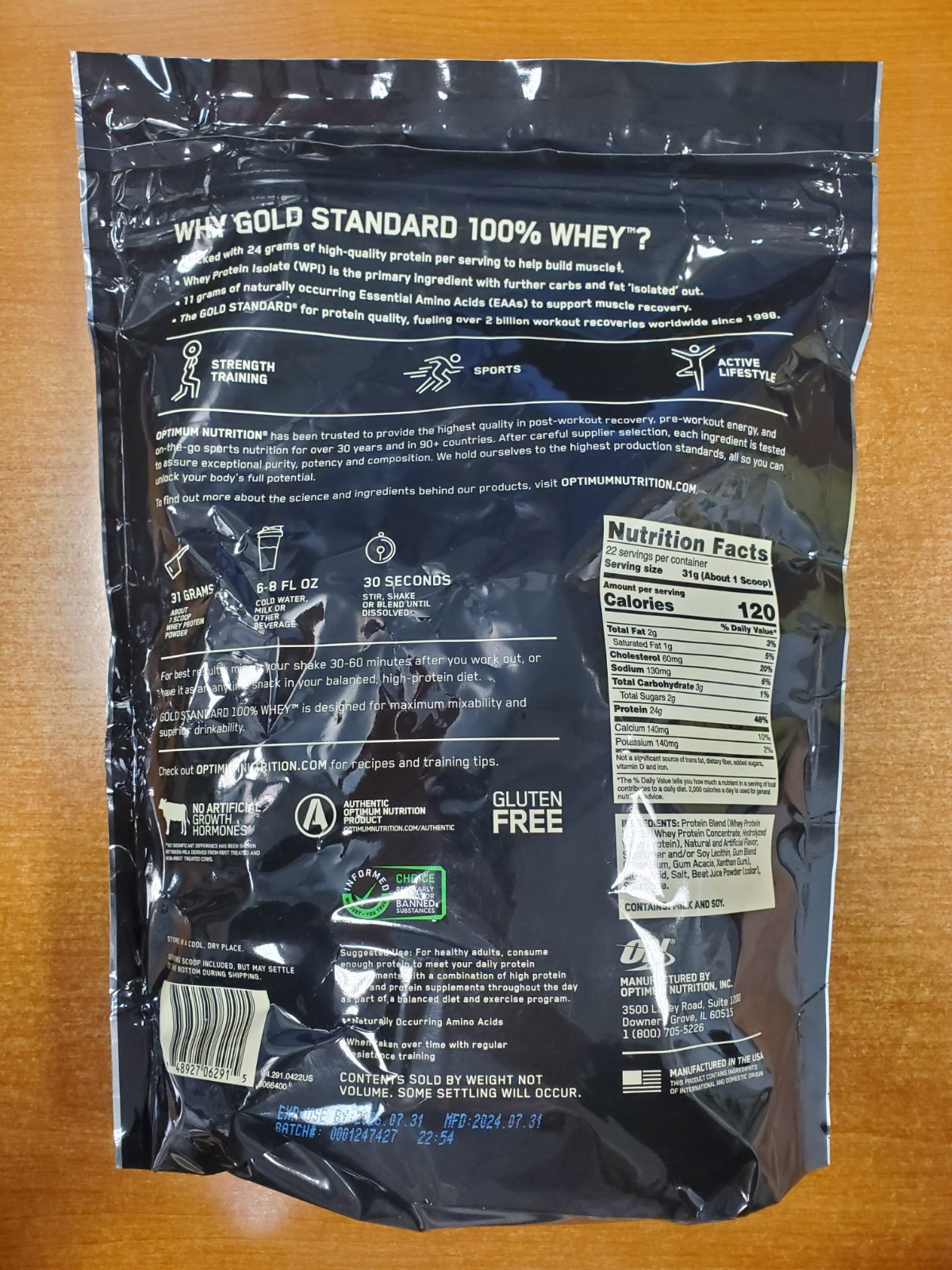 Optimum Nutrition Whey Protein Powder Strawberries&Cream 1.5lb. Exp 7/31/26 R3P3