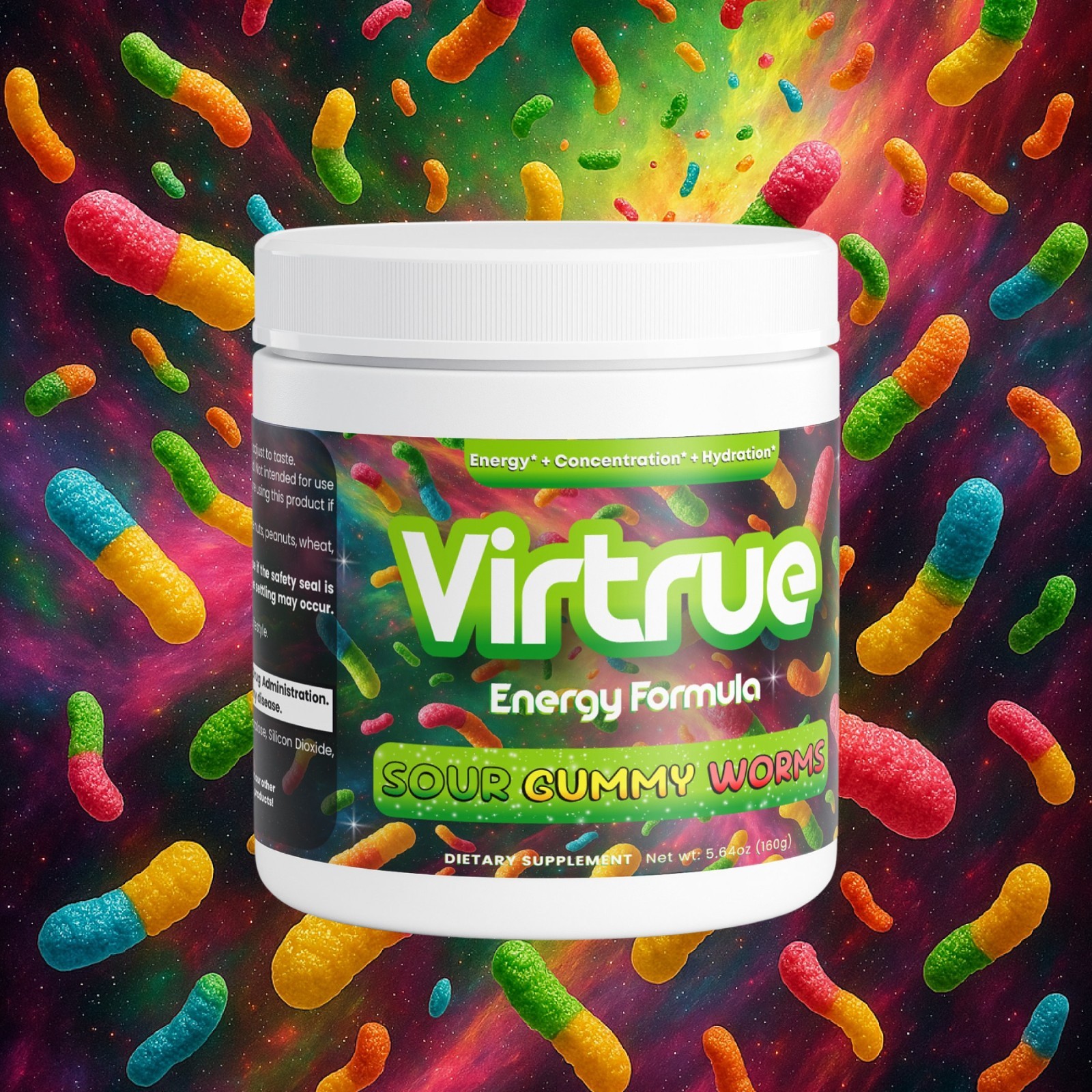 Sour Gummy Worm Pre Workout – Gamer & Gym Energy Supplement – 30 Servings