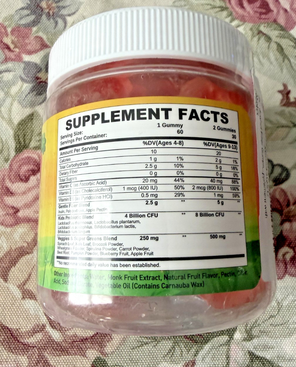 duwhot brand Kids Fiber Gummies 5g, Prebiotic Fiber Supplement with Probiotics