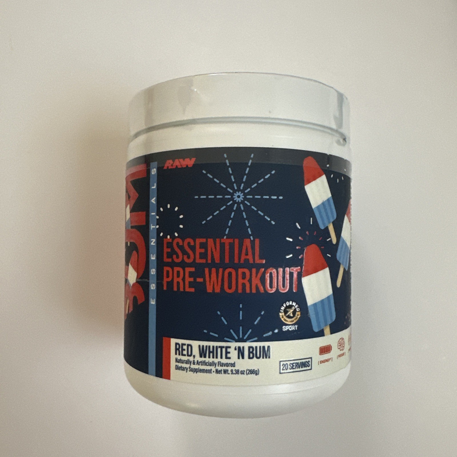 (1) Bum Essential Pre-Workout Red White N Bum Dietary Supplement Exp. 11/27
