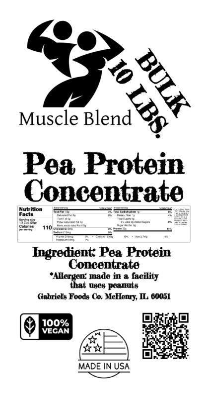 Bulk Pea Protein Concentrate Unflavored, 10 Lbs, USA, Pure Non-GMO, Muscle Blend