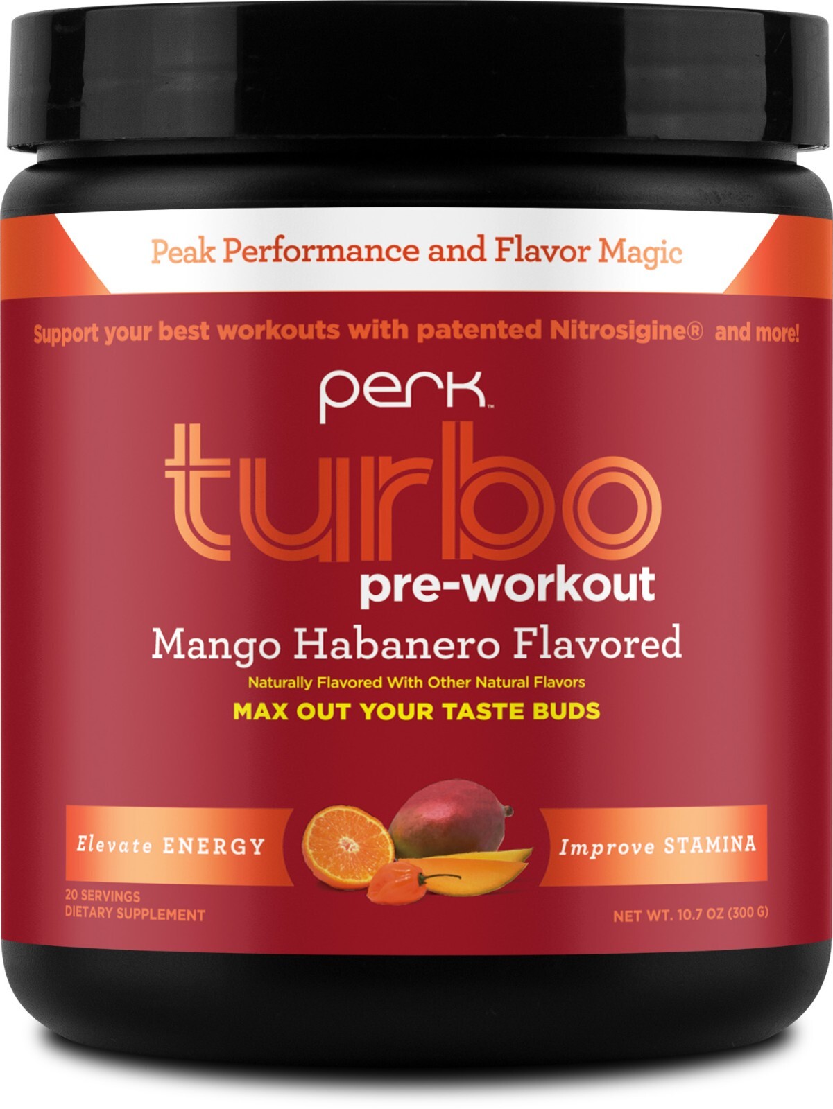 Perk Turbo Pre-Workout Powder (Mango Habanero Flavored) 20 Servings