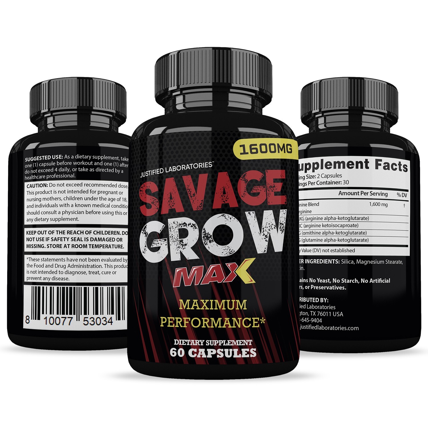 Savage Grow Max Men’s Health Supplement 1600mg 180 Capsules