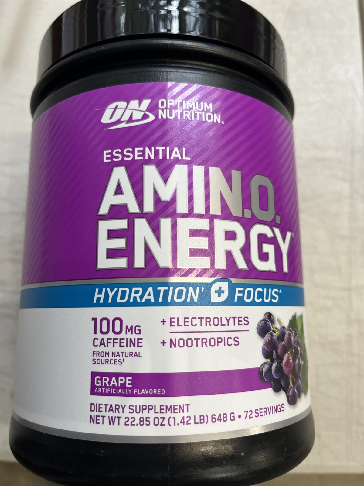Optimum Nutrition Amino Energy Electrolytes BCAA Grape 72 Serving; BB 11/10/2027
