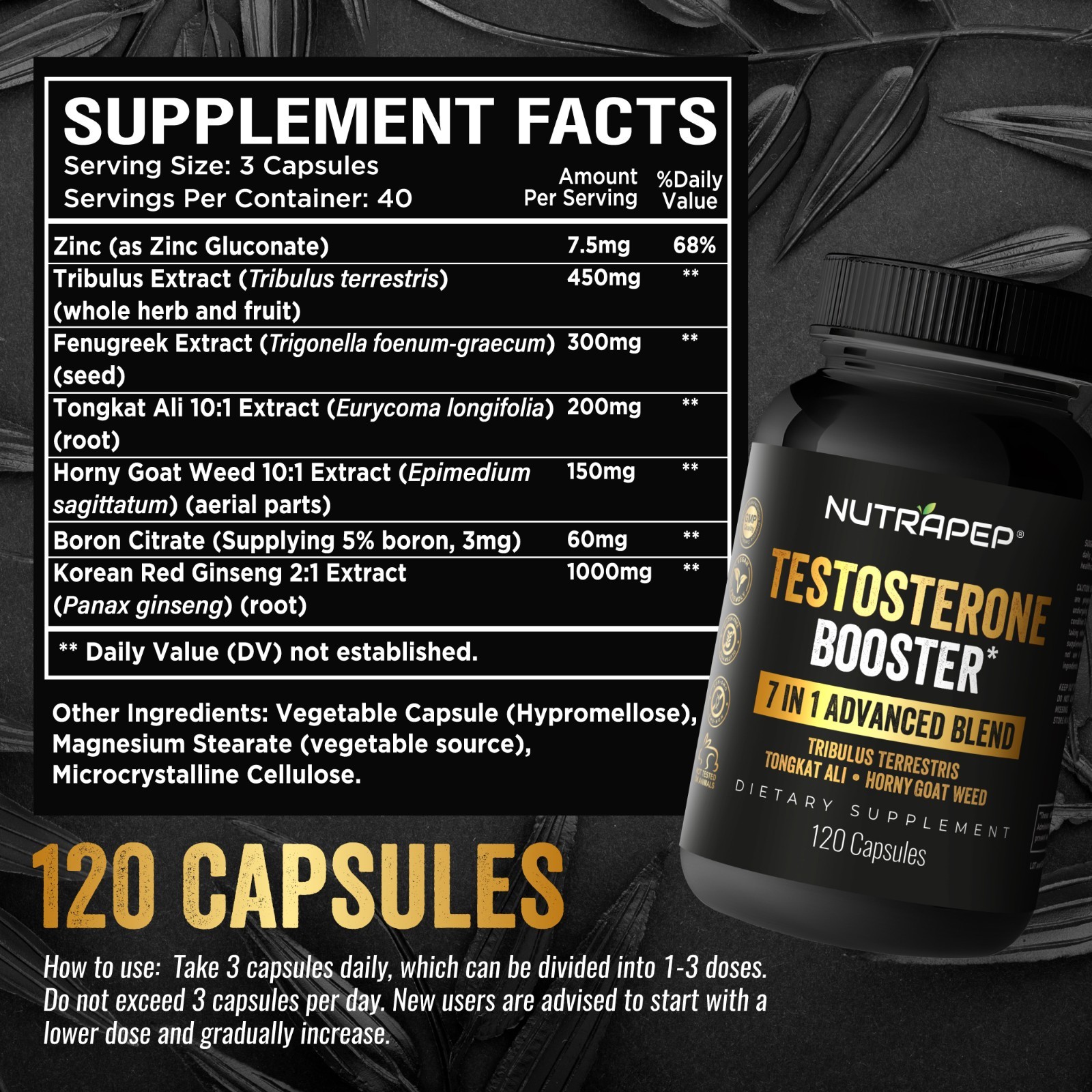NutraPep Testosterone Booster Supplement for Men – Natural Energy Enhancement