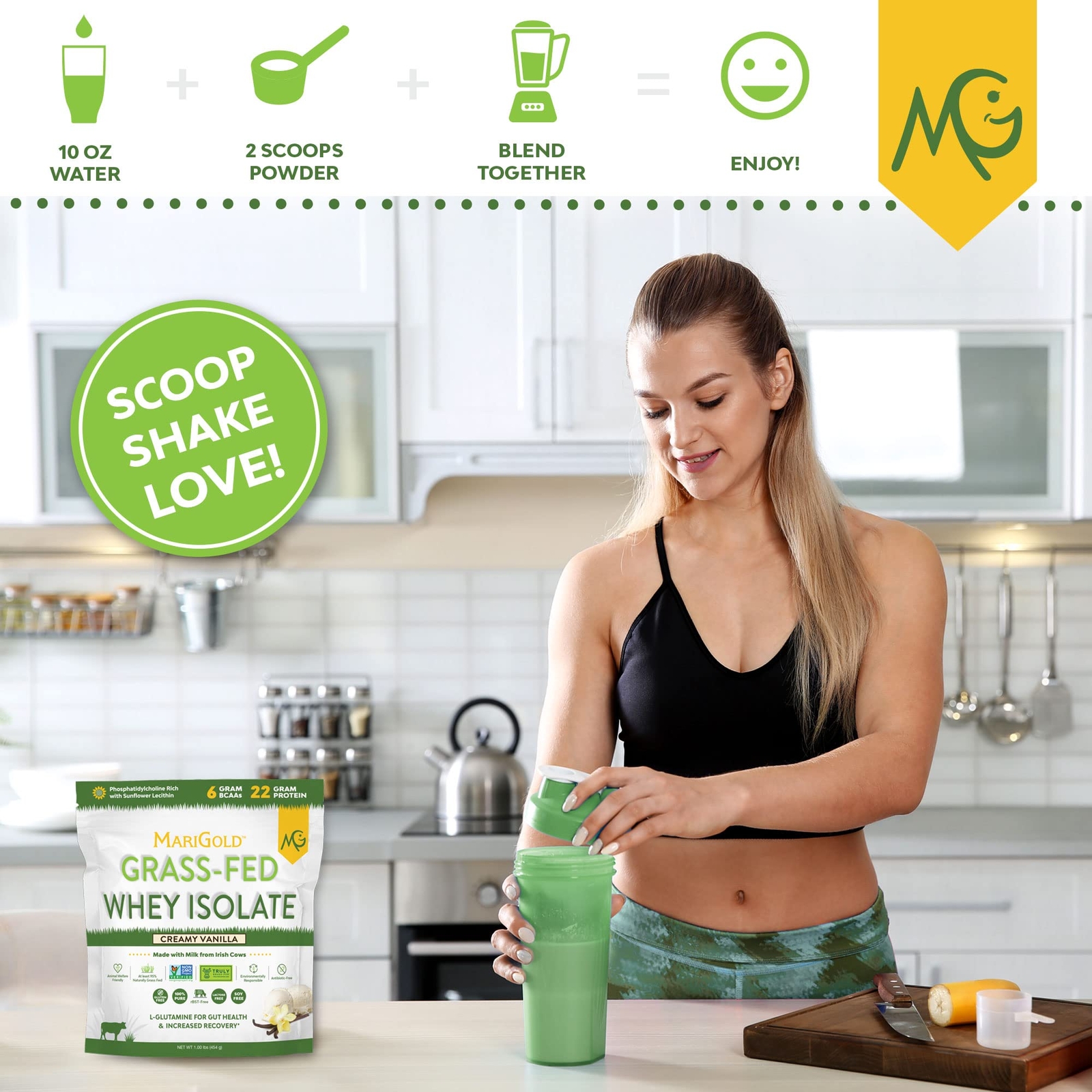 MariGold Grass-fed Whey Protein Isolate Powder – Creamy Vanilla Flavor – 1 Lb…