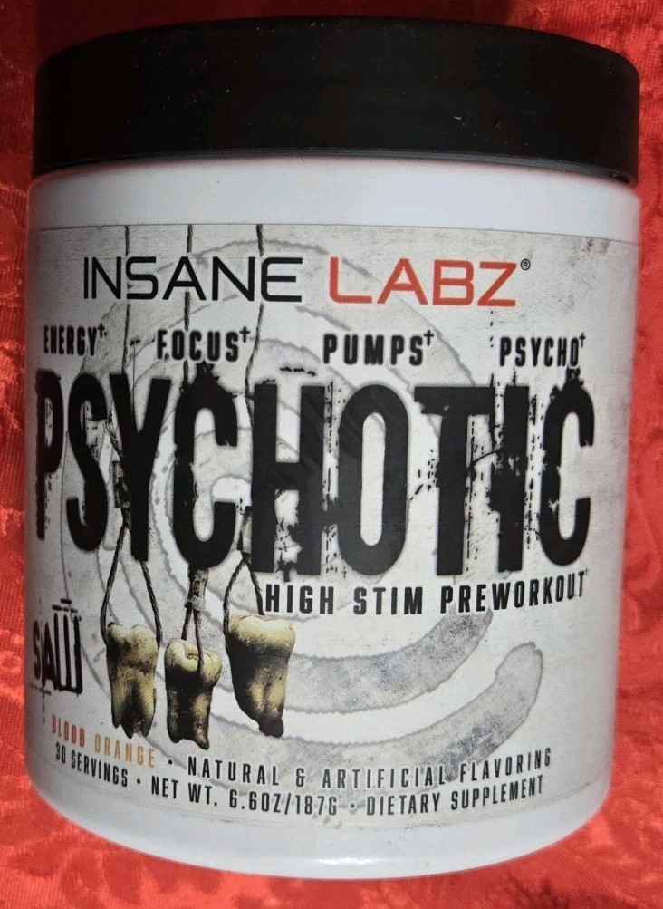 Psychotic Pre-Workout High Energy Blood Orange 30 Servings Exp 10/27 New Sealed
