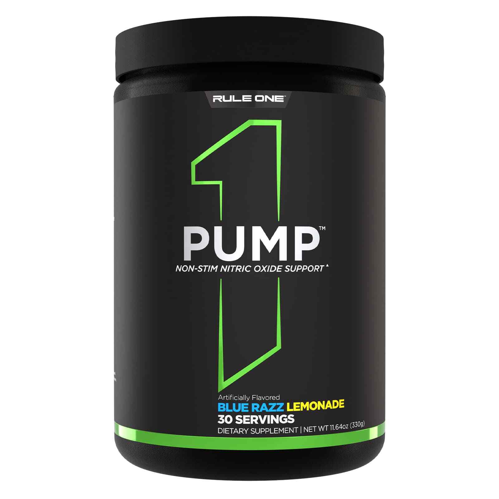 RULE 1 Pump 30 serv Blue Razz Lemonade Stimulant Free Pre Workout 315g