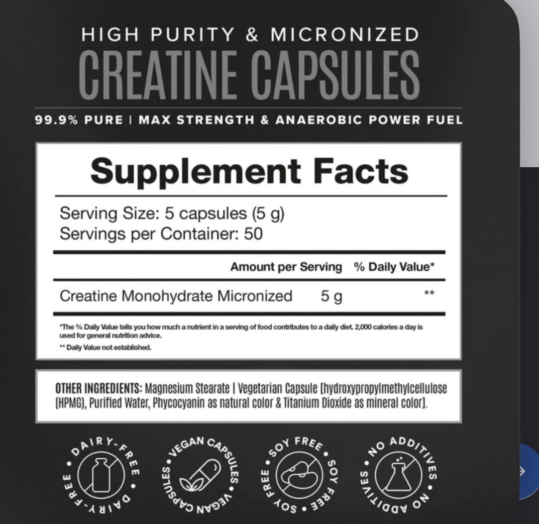 BIRDMAN CREATINE Micronized Monohydrate Capsules 50 servings SOLD OUT!