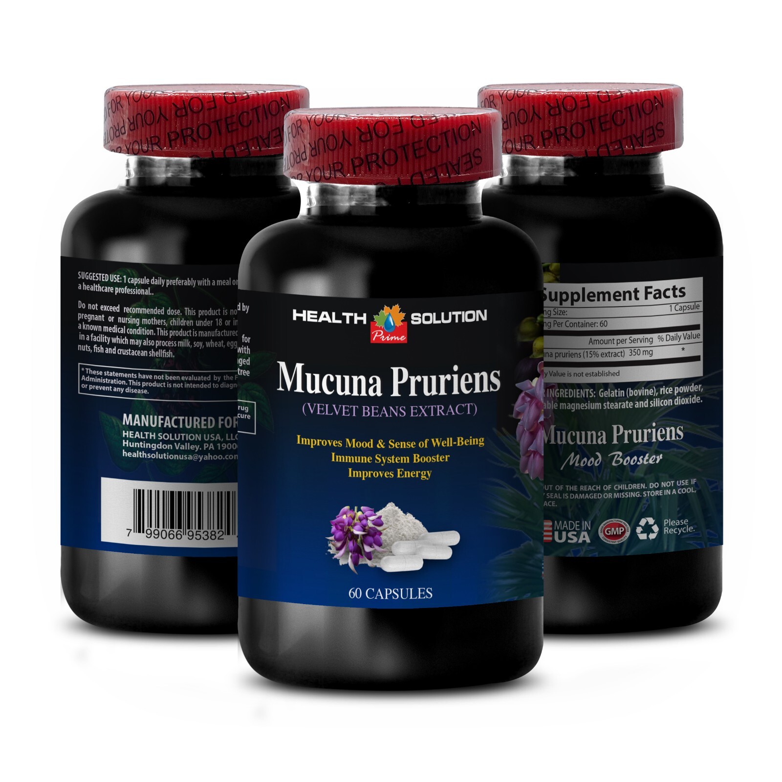 Muscle Mass MUCUNA PRURIENS VELVET BEANS – Velvet Beans (1 Bottle, 60 Caps.)